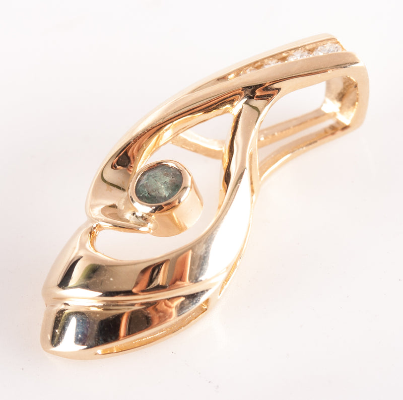 14k Yellow Gold Natural Round Alexandrite Diamond Pendant .19ctw 2.62g