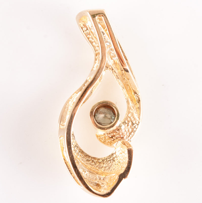14k Yellow Gold Natural Round Alexandrite Diamond Pendant .19ctw 2.62g
