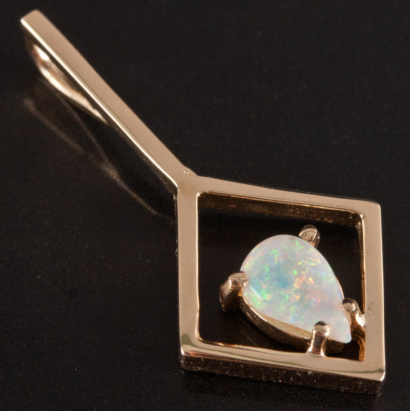 14k Yellow Gold Pear Opal Solitaire Style Pendant .23ct 1.05g 24.4mm x 12mm
