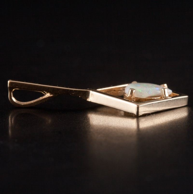 14k Yellow Gold Pear Opal Solitaire Style Pendant .23ct 1.05g 24.4mm x 12mm