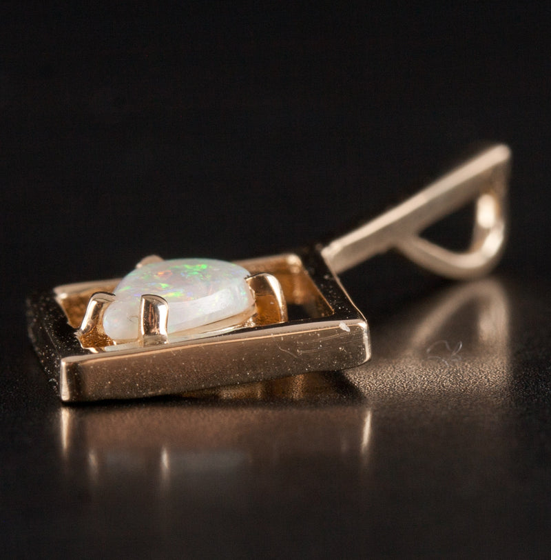 14k Yellow Gold Pear Opal Solitaire Style Pendant .23ct 1.05g 24.4mm x 12mm