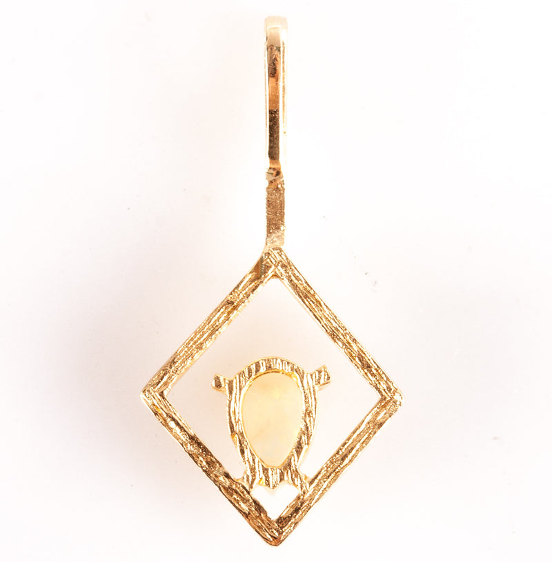 14k Yellow Gold Pear Opal Solitaire Style Pendant .23ct 1.05g 24.4mm x 12mm
