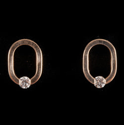 14k Yellow Gold Round H SI1 Diamond Solitaire Oval Style Earrings .13ctw 2.68g