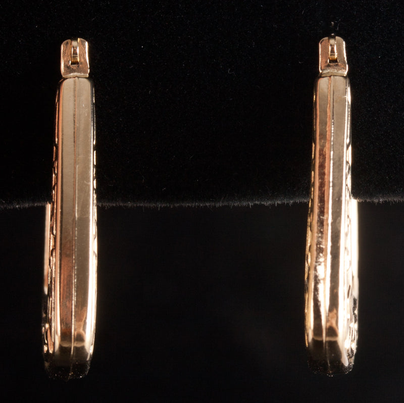14k Yellow Gold Hollow Hoop Style Earrings W/ Saddlebacks 1.65g