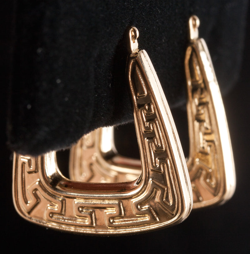 14k Yellow Gold Hollow Hoop Style Earrings W/ Saddlebacks 1.65g