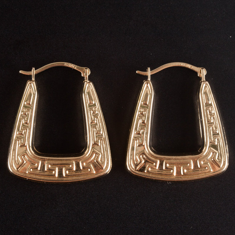 14k Yellow Gold Hollow Hoop Style Earrings W/ Saddlebacks 1.65g
