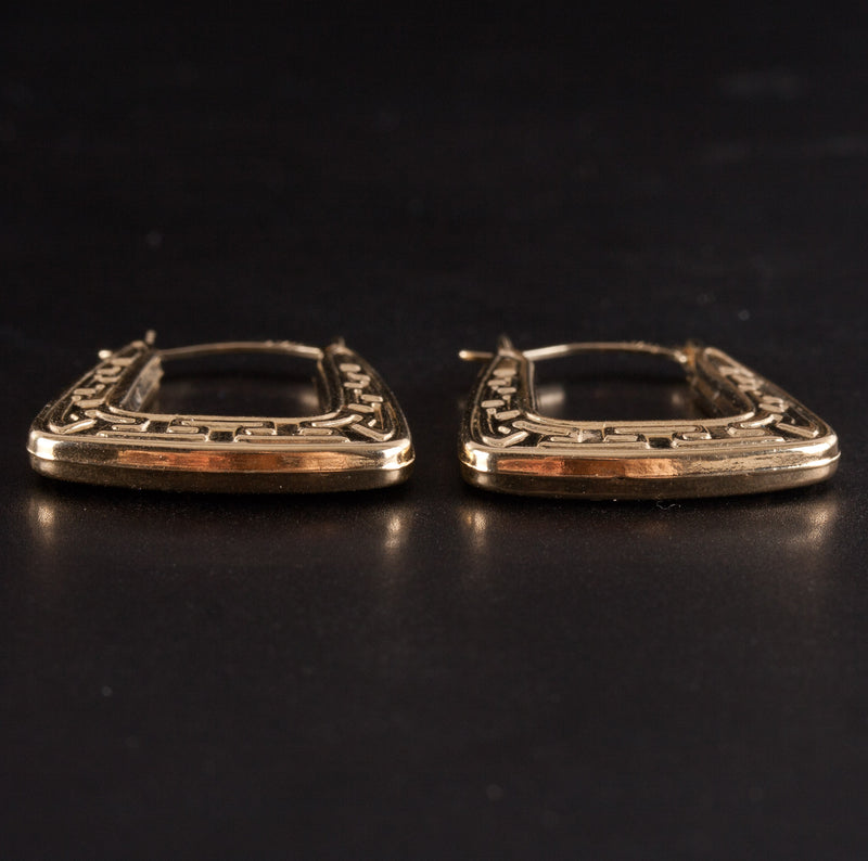 14k Yellow Gold Hollow Hoop Style Earrings W/ Saddlebacks 1.65g