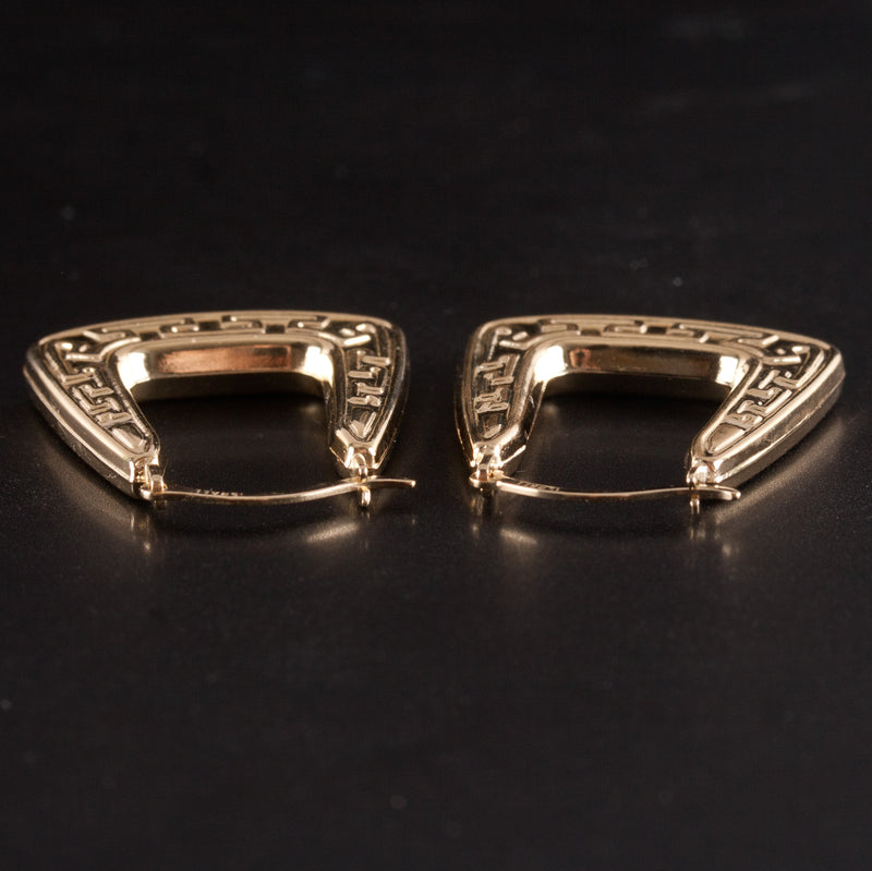 14k Yellow Gold Hollow Hoop Style Earrings W/ Saddlebacks 1.65g