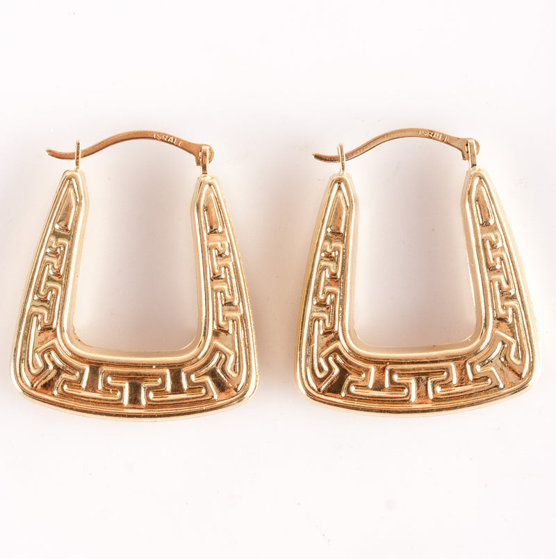 14k Yellow Gold Hollow Hoop Style Earrings W/ Saddlebacks 1.65g