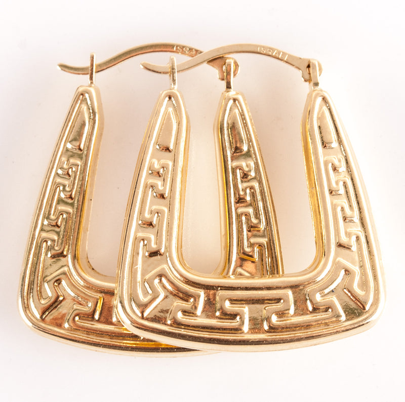 14k Yellow Gold Hollow Hoop Style Earrings W/ Saddlebacks 1.65g