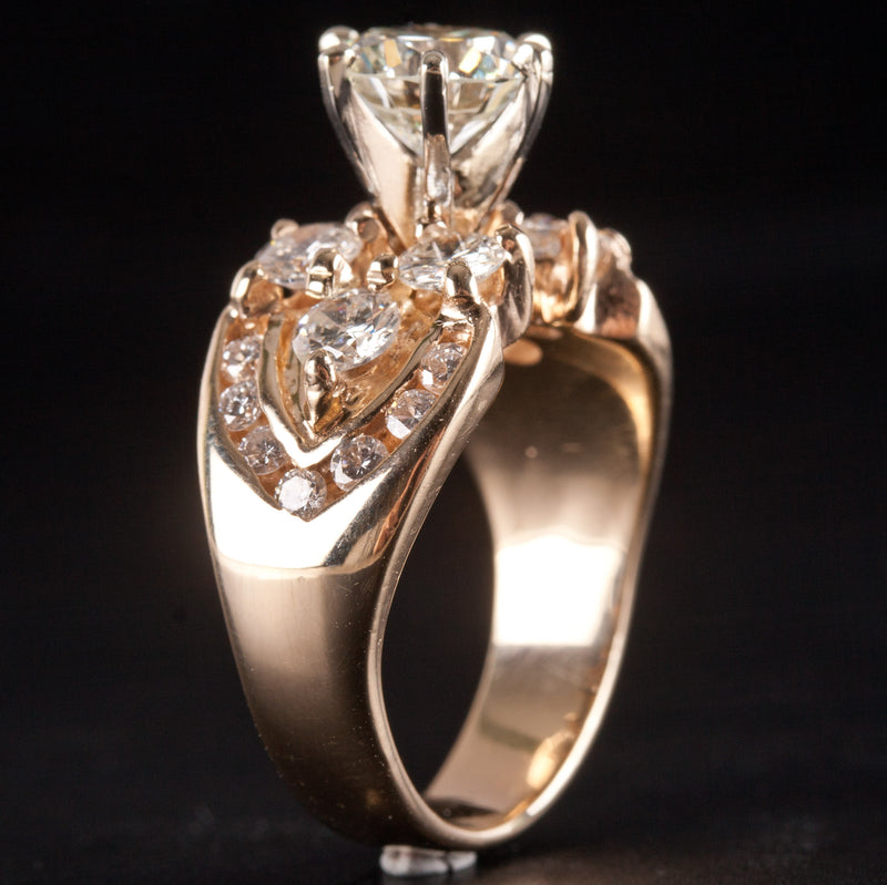 14k Yellow White Gold Round J VS1 Diamond Engagement Ring 2.89ctw 8.78g
