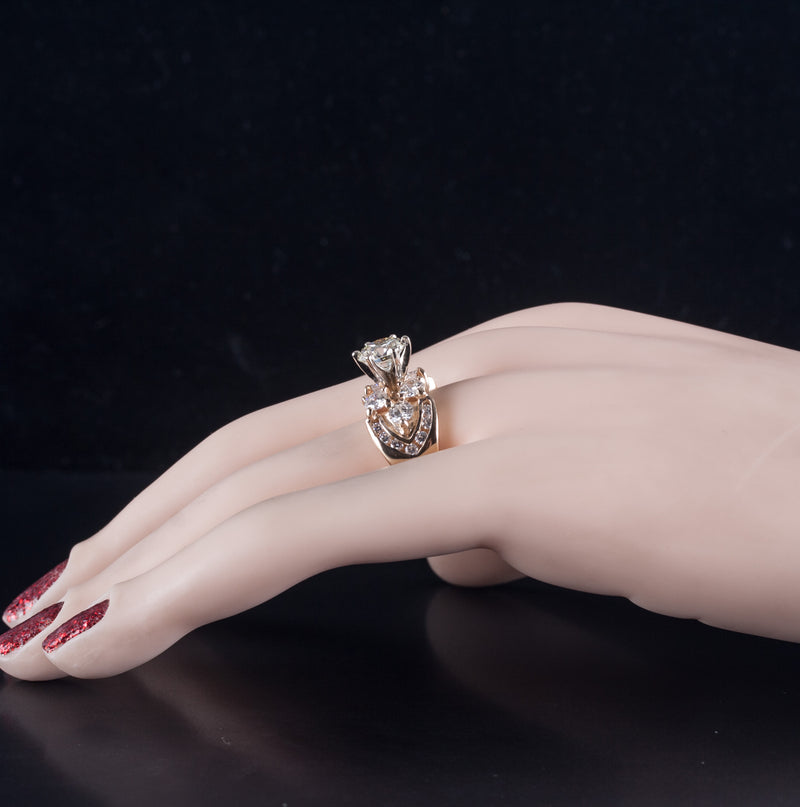 14k Yellow White Gold Round J VS1 Diamond Engagement Ring 2.89ctw 8.78g