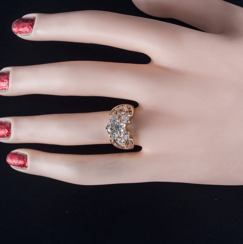 14k Yellow White Gold Round J VS1 Diamond Engagement Ring 2.89ctw 8.78g