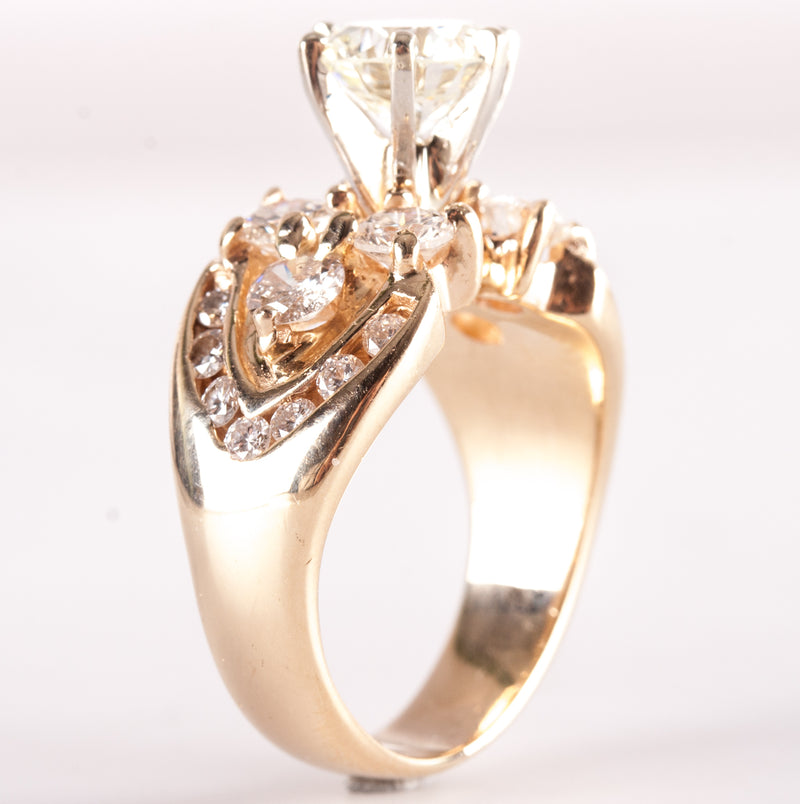 14k Yellow White Gold Round J VS1 Diamond Engagement Ring 2.89ctw 8.78g