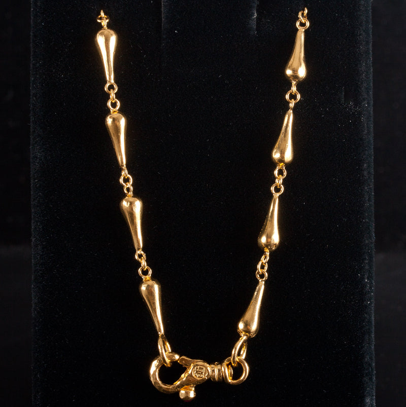 24k Yellow Gold Fancy Style Chain Necklace W/ Ruby Accent .03ct 15.1g 18" Length