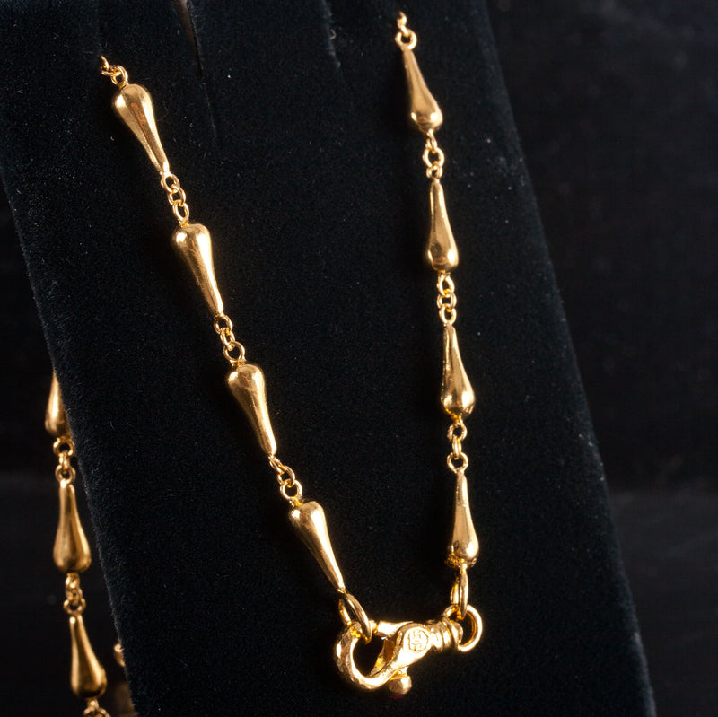 24k Yellow Gold Fancy Style Chain Necklace W/ Ruby Accent .03ct 15.1g 18" Length