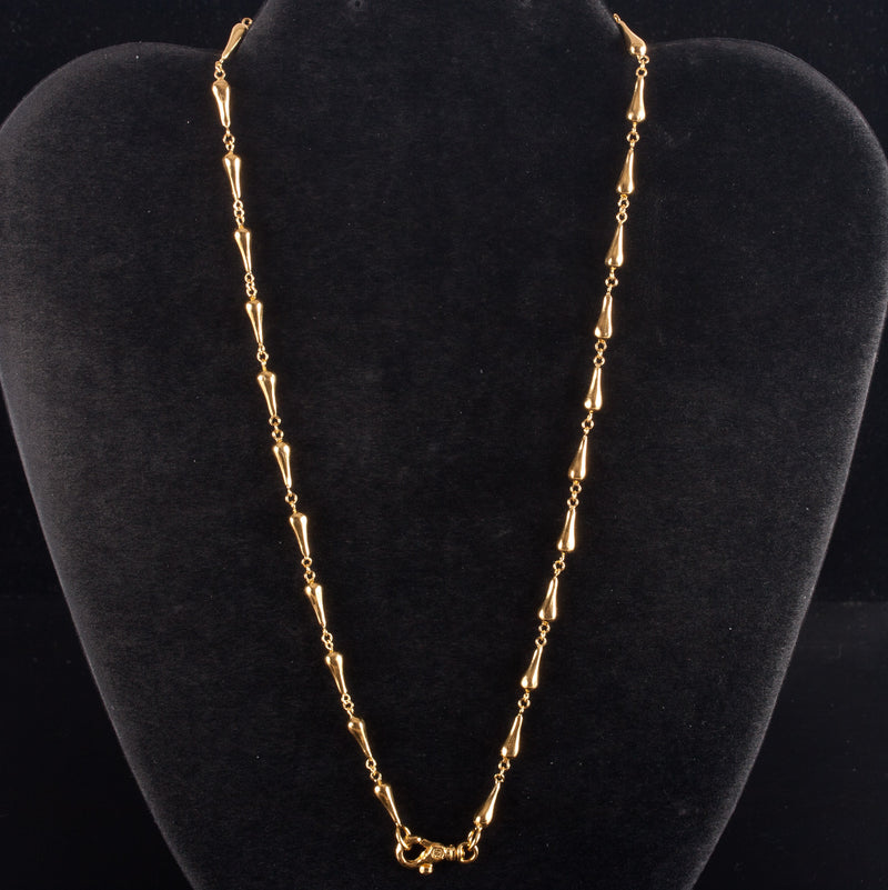 24k Yellow Gold Fancy Style Chain Necklace W/ Ruby Accent .03ct 15.1g 18" Length