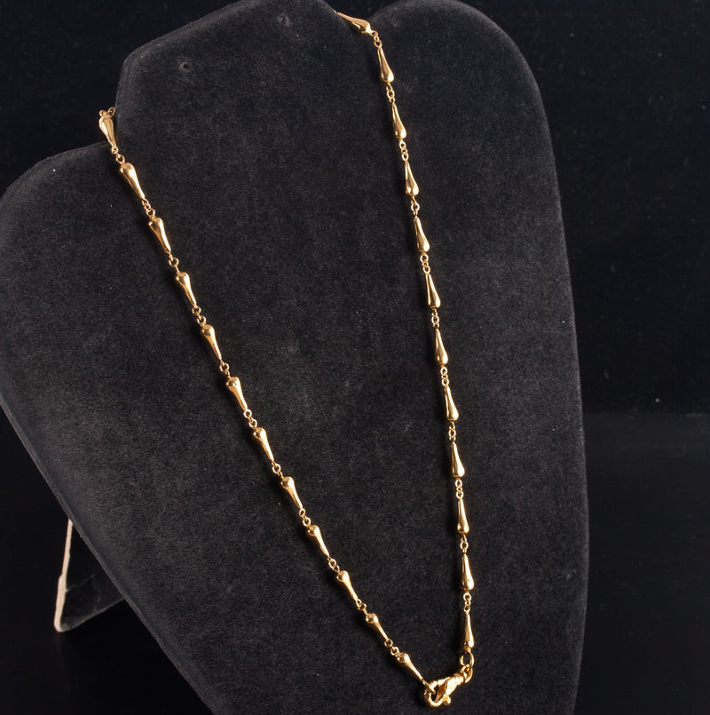 24k Yellow Gold Fancy Style Chain Necklace W/ Ruby Accent .03ct 15.1g 18" Length