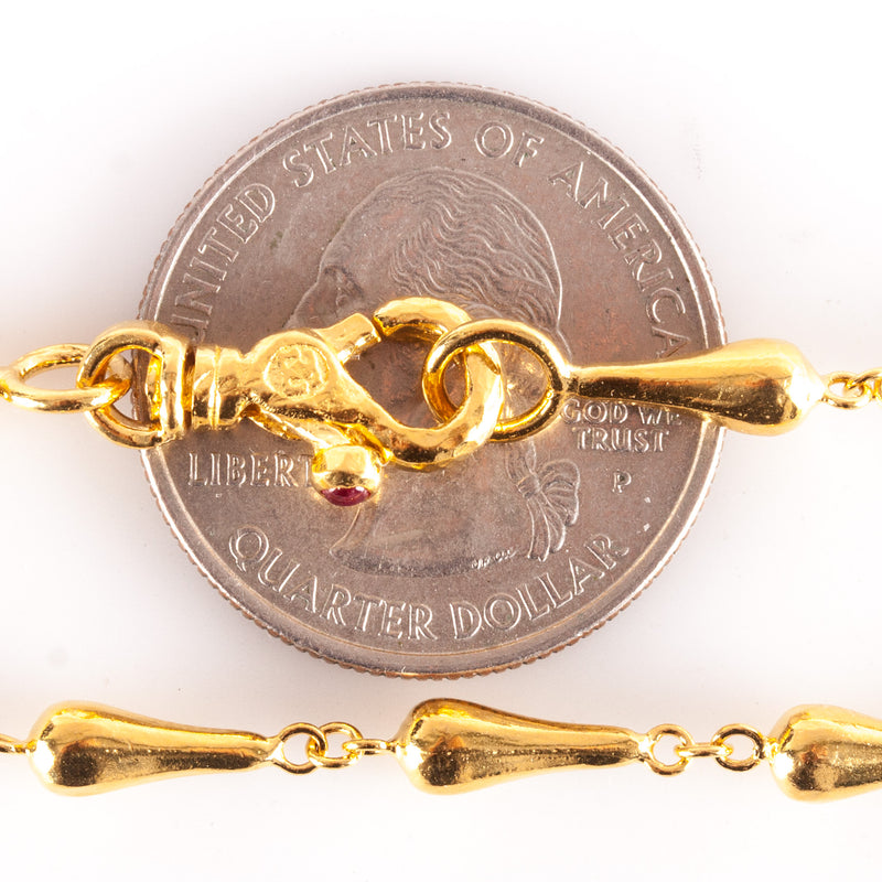 24k Yellow Gold Fancy Style Chain Necklace W/ Ruby Accent .03ct 15.1g 18" Length