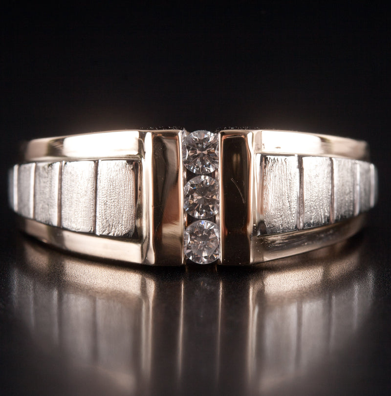 14k Yellow White Gold Round G - H SI1 Diamond Two-Tone Ring .18ctw 9.52g