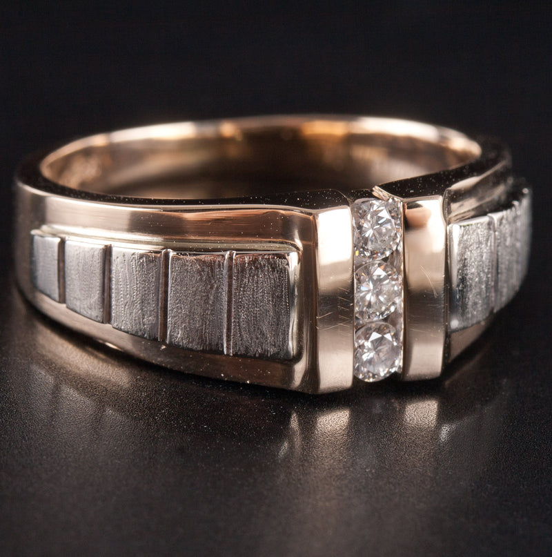 14k Yellow White Gold Round G - H SI1 Diamond Two-Tone Ring .18ctw 9.52g