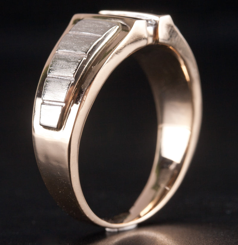 14k Yellow White Gold Round G - H SI1 Diamond Two-Tone Ring .18ctw 9.52g