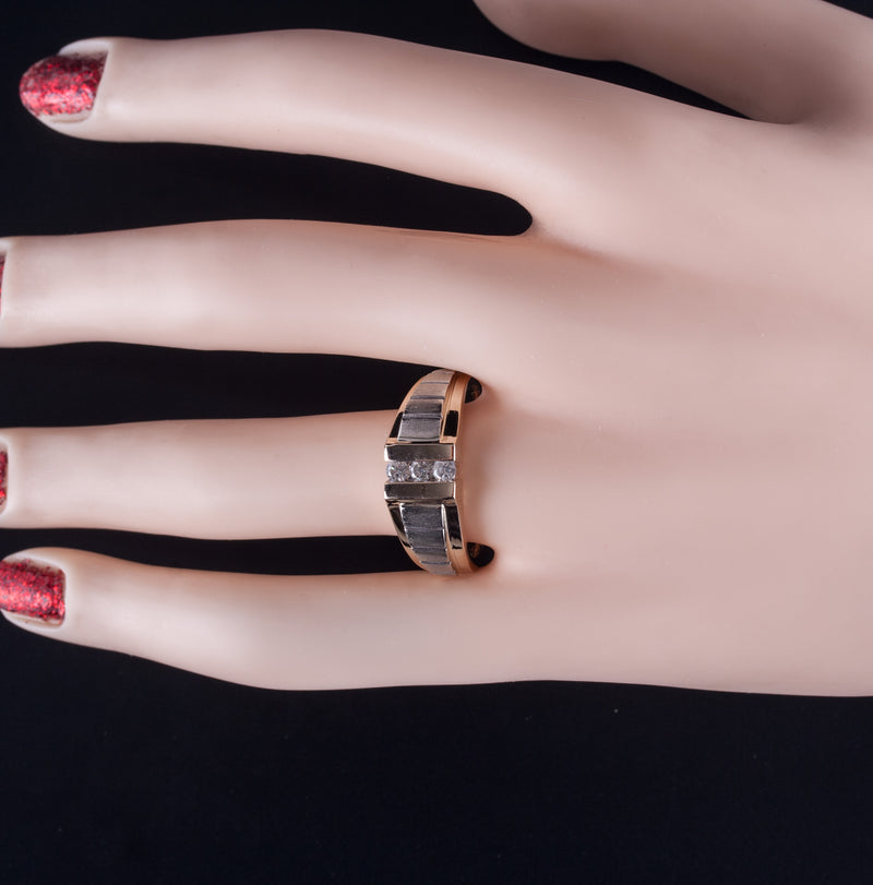 14k Yellow White Gold Round G - H SI1 Diamond Two-Tone Ring .18ctw 9.52g