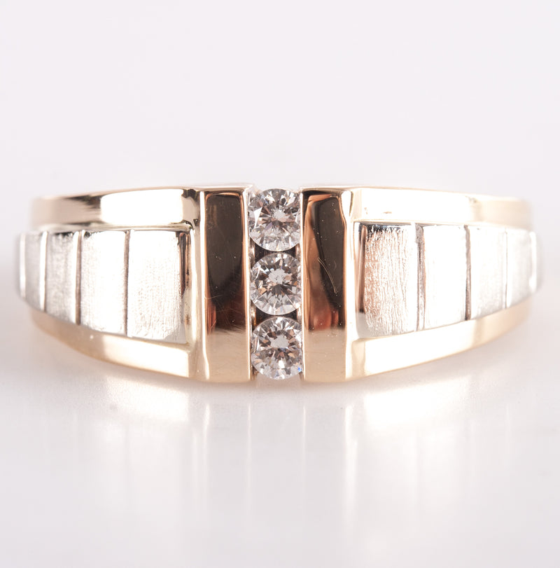 14k Yellow White Gold Round G - H SI1 Diamond Two-Tone Ring .18ctw 9.52g