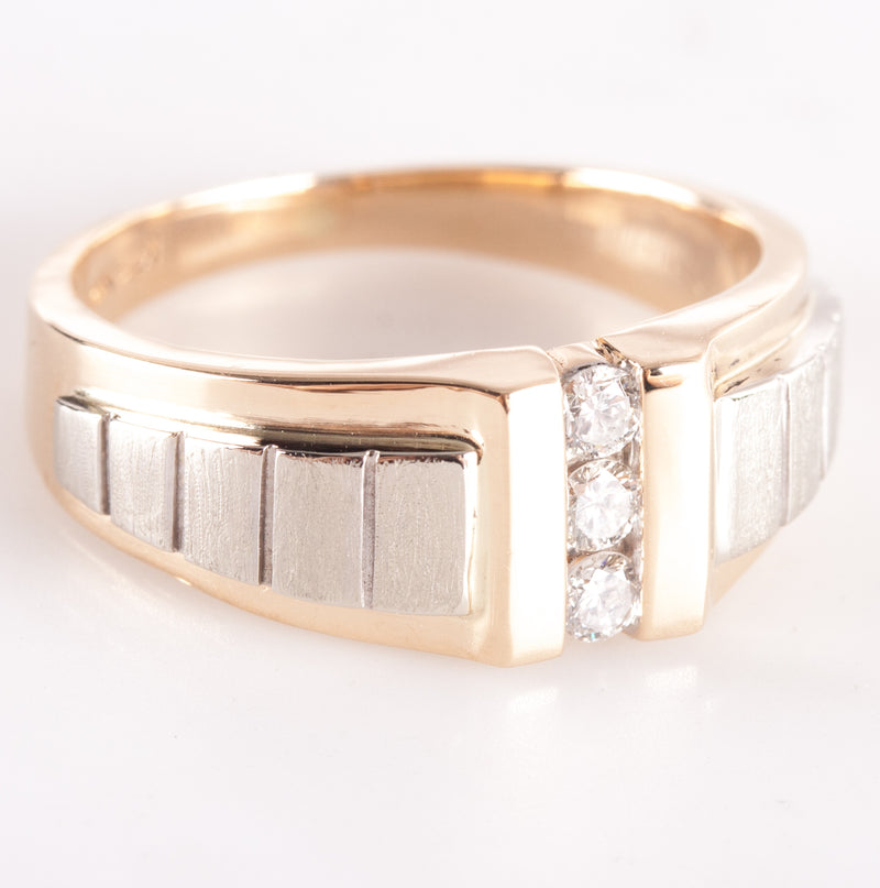 14k Yellow White Gold Round G - H SI1 Diamond Two-Tone Ring .18ctw 9.52g