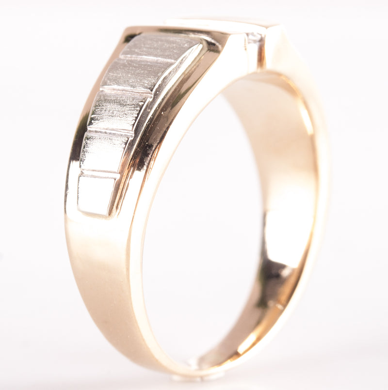 14k Yellow White Gold Round G - H SI1 Diamond Two-Tone Ring .18ctw 9.52g