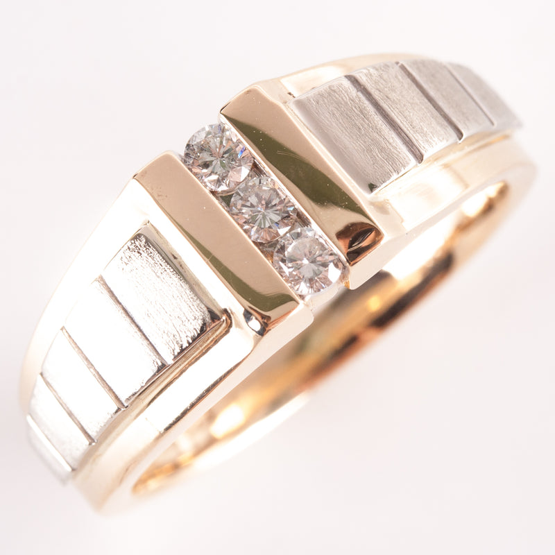 14k Yellow White Gold Round G - H SI1 Diamond Two-Tone Ring .18ctw 9.52g