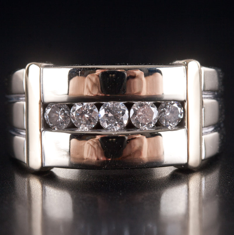 14k White Yellow Gold Round H SI3 Diamond Two-Tone Cocktail Ring .60ctw 10.22g