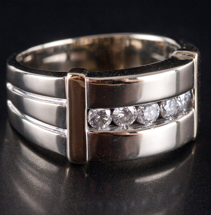 14k White Yellow Gold Round H SI3 Diamond Two-Tone Cocktail Ring .60ctw 10.22g