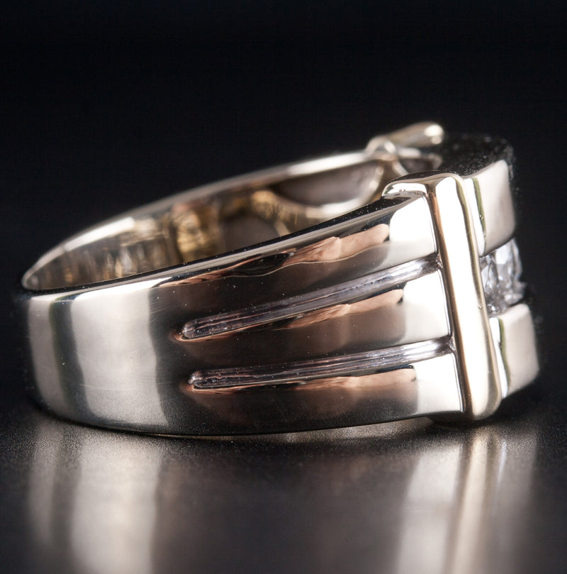 14k White Yellow Gold Round H SI3 Diamond Two-Tone Cocktail Ring .60ctw 10.22g