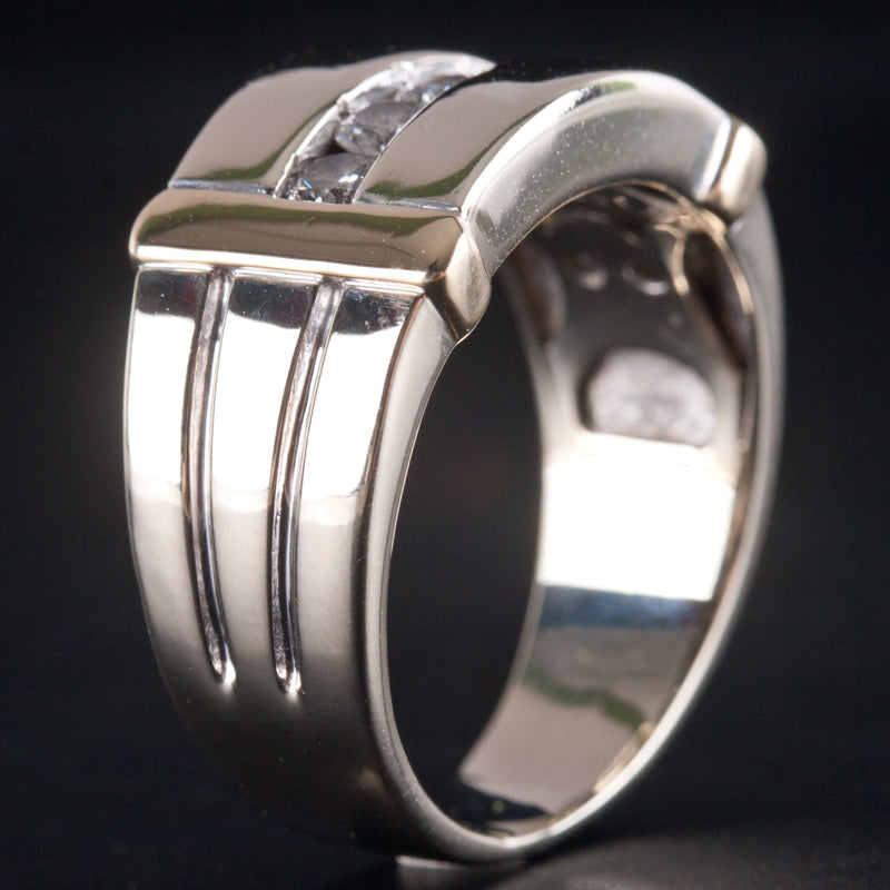 14k White Yellow Gold Round H SI3 Diamond Two-Tone Cocktail Ring .60ctw 10.22g