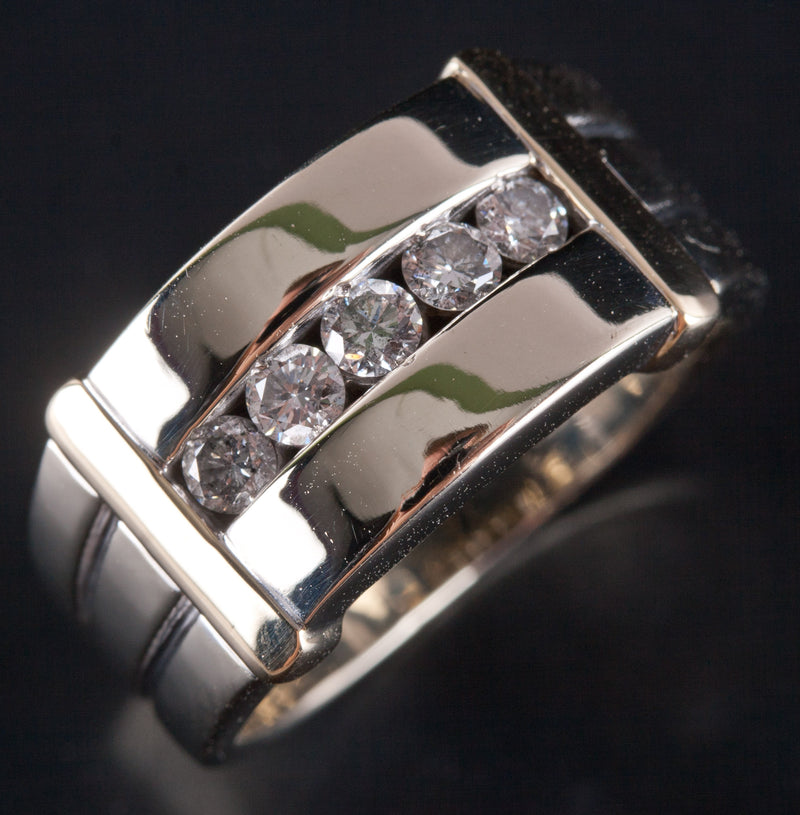 14k White Yellow Gold Round H SI3 Diamond Two-Tone Cocktail Ring .60ctw 10.22g