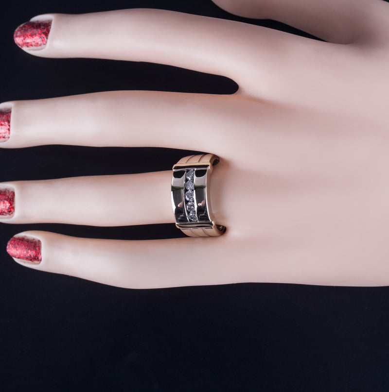 14k White Yellow Gold Round H SI3 Diamond Two-Tone Cocktail Ring .60ctw 10.22g