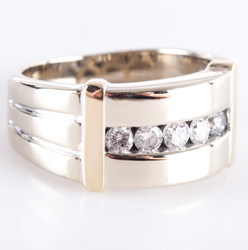 14k White Yellow Gold Round H SI3 Diamond Two-Tone Cocktail Ring .60ctw 10.22g