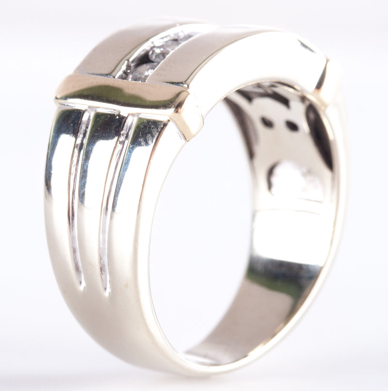 14k White Yellow Gold Round H SI3 Diamond Two-Tone Cocktail Ring .60ctw 10.22g