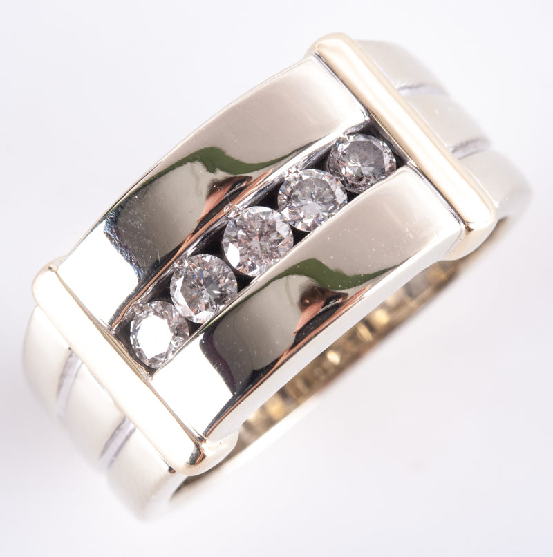 14k White Yellow Gold Round H SI3 Diamond Two-Tone Cocktail Ring .60ctw 10.22g