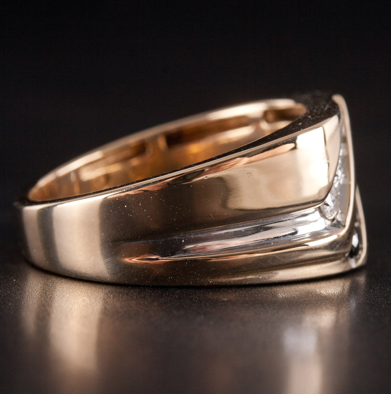 10k Yellow White Gold Round Black Diamond & Diamond Two-Tone Ring .42ctw 5.2g