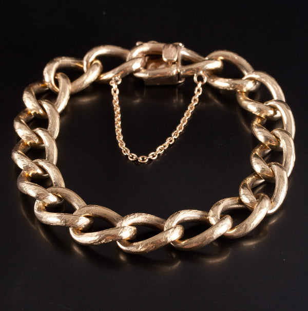 14k Yellow Gold Hollow Round Fancy Link Style Heavy Bracelet 36.45g 7" Length