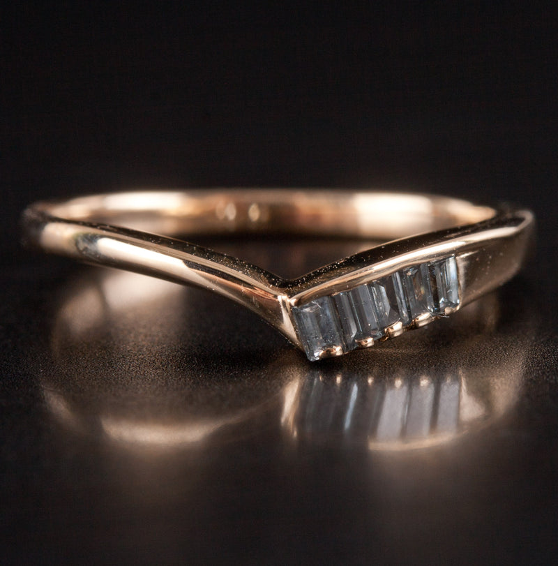 14k Yellow Gold Baguette Aquamarine Five-Stone Style Ring .10ctw 1.95g