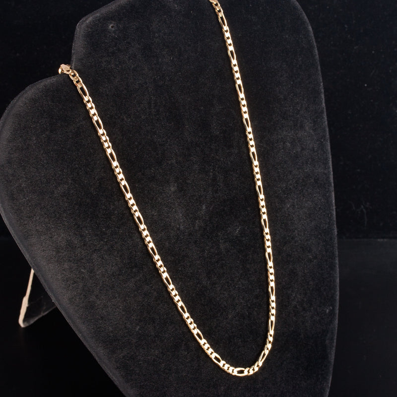 10k Yellow Gold Italian Figaro Style Solid Chain Necklace 10.45g 17.5" Length