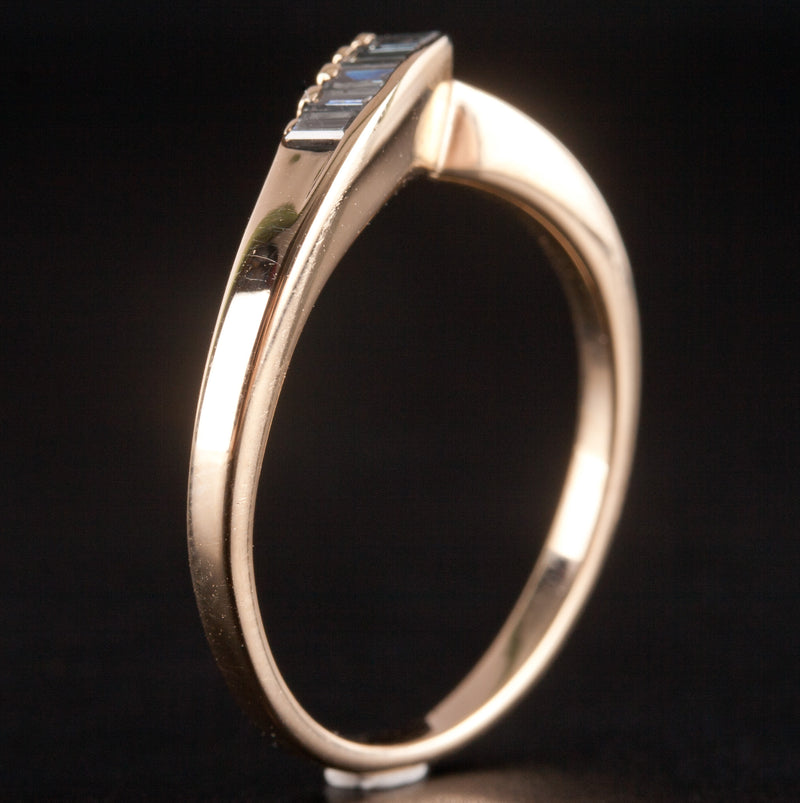 14k Yellow Gold Baguette Aquamarine Five-Stone Style Ring .10ctw 1.95g