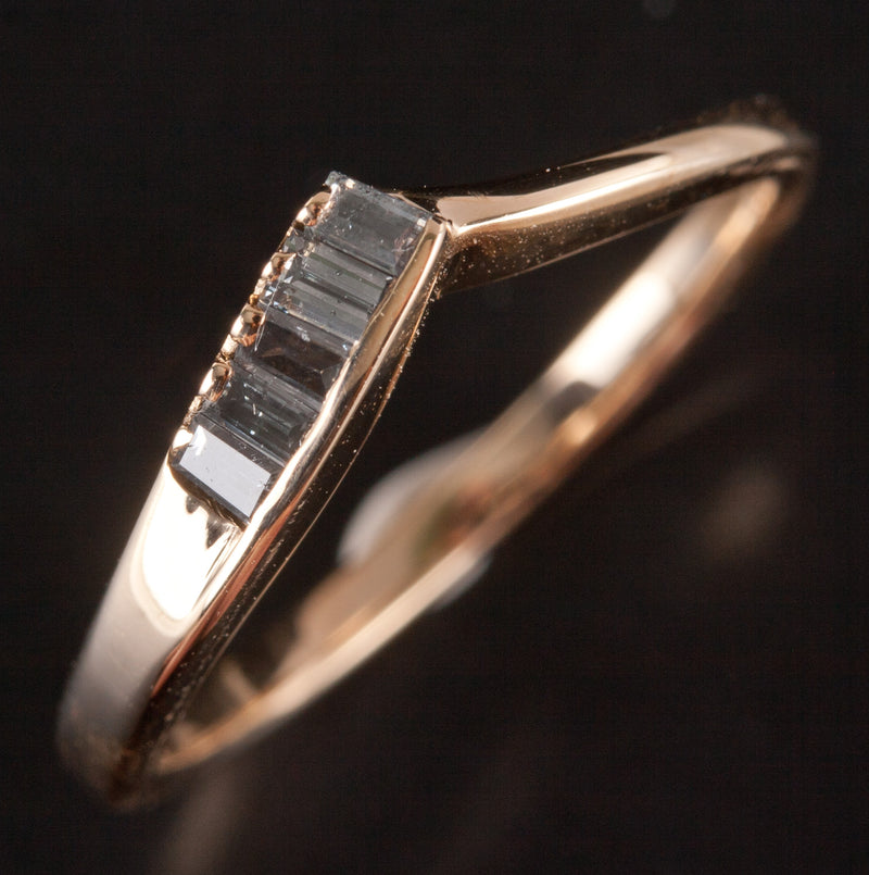 14k Yellow Gold Baguette Aquamarine Five-Stone Style Ring .10ctw 1.95g