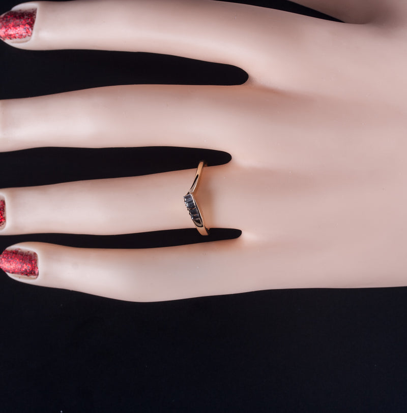 14k Yellow Gold Baguette Aquamarine Five-Stone Style Ring .10ctw 1.95g