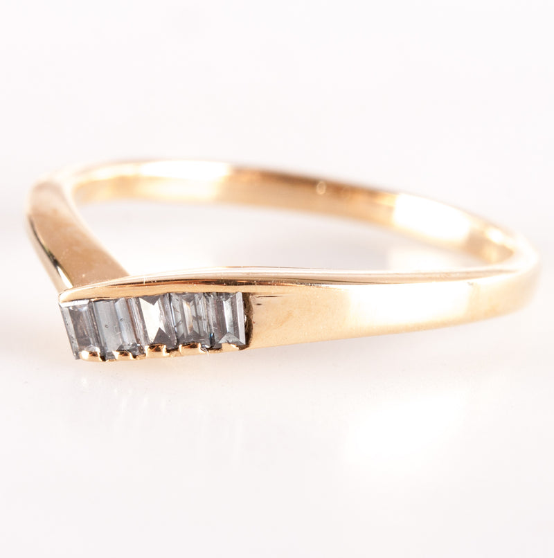 14k Yellow Gold Baguette Aquamarine Five-Stone Style Ring .10ctw 1.95g