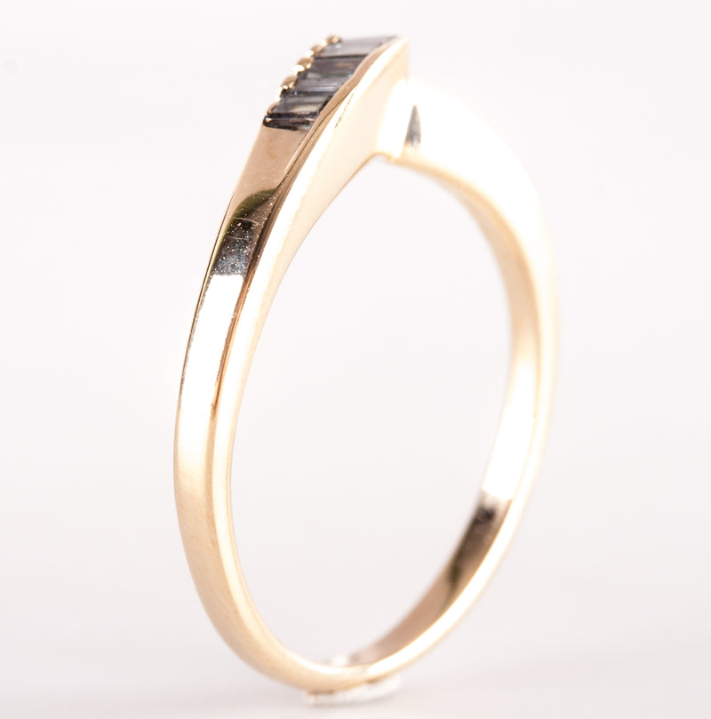 14k Yellow Gold Baguette Aquamarine Five-Stone Style Ring .10ctw 1.95g