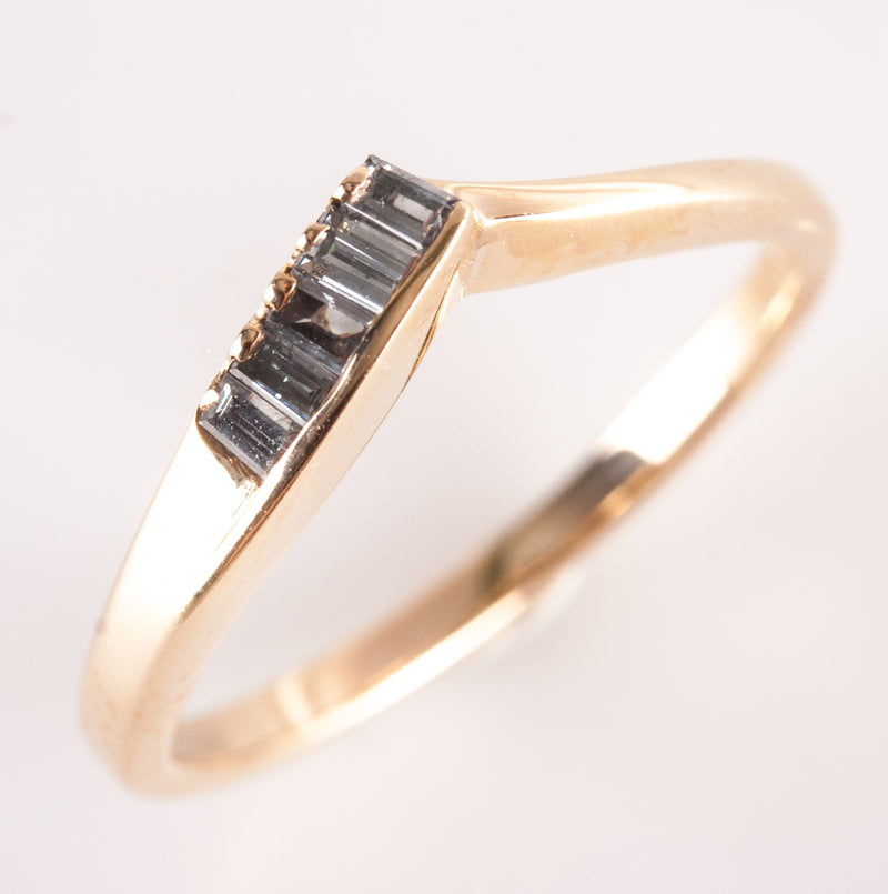 14k Yellow Gold Baguette Aquamarine Five-Stone Style Ring .10ctw 1.95g